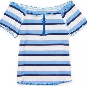 Justice Girls  Blue and White Stripped Top